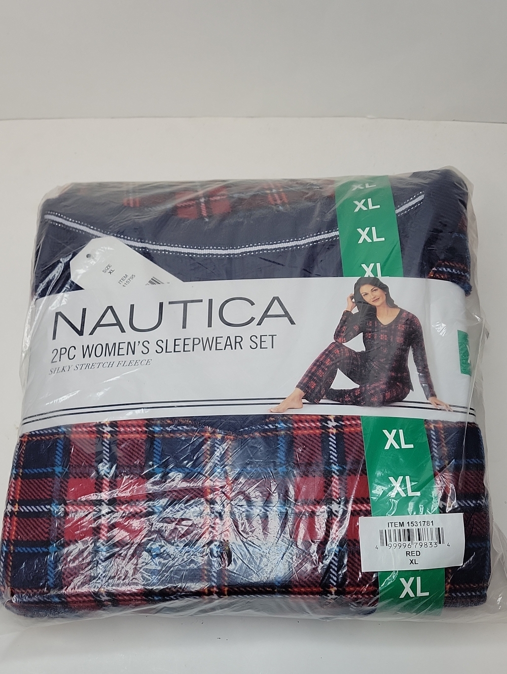 Nautica Women’s Red and Navy Plaid 2-Piece Pajama Set